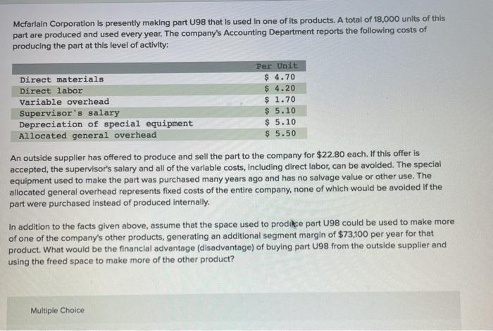 Mcfarlain corporation is presently making